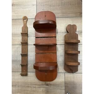 Set of 3 Vintage Wooden Wall Shelves Grannycore